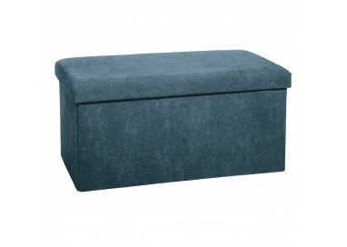 Pouf pliable double en velours côtelé bleu - My Kozy Shop