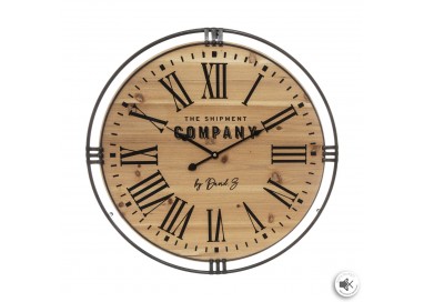 Horloge en bois et métal Colonial