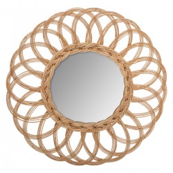 Miroir en rotin fleur