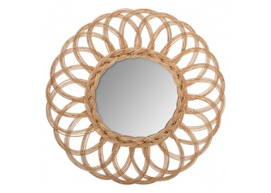 Miroir en rotin fleur