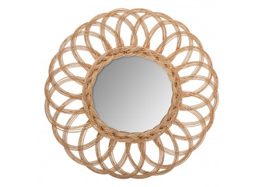 Miroir en rotin fleur