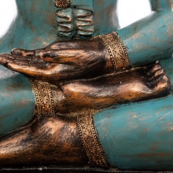 Bouddha assis bleu et bronze 