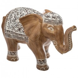 Éléphant résine marron et blanc H24cm