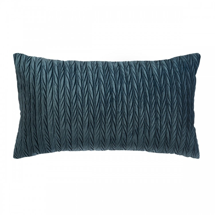 Coussin en velours plissé rectangulaire bleu pétrole - My Kozy Shop