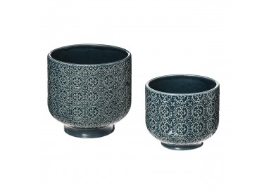 Set de 2 pots Flower H13.3cm