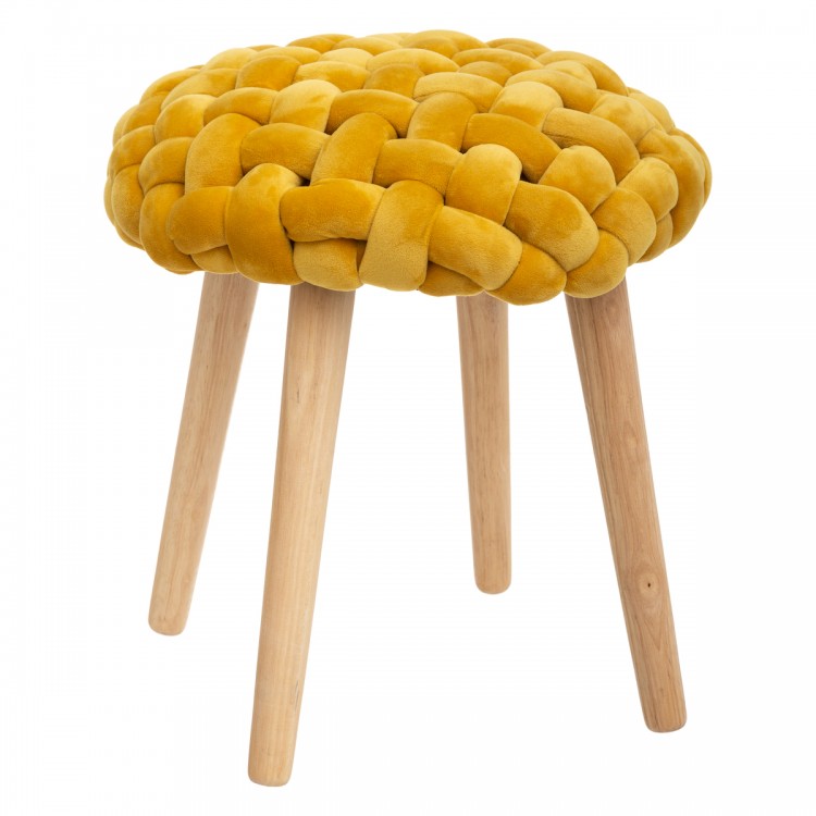 Tabouret en velours tricoté Cosy - 2 coloris