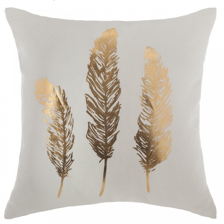 Coussin plume blanc et doré 40x40cm