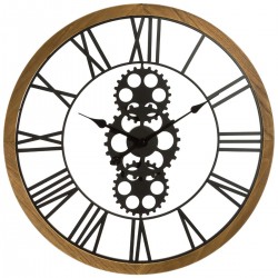 Horloge métal et bois mécanisme D70cm