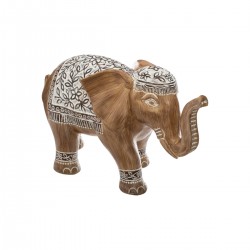 Éléphant résine marron et blanc H12cm