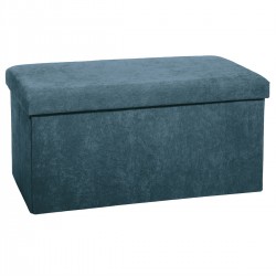 Pouf pliable double en velours côtelé bleu