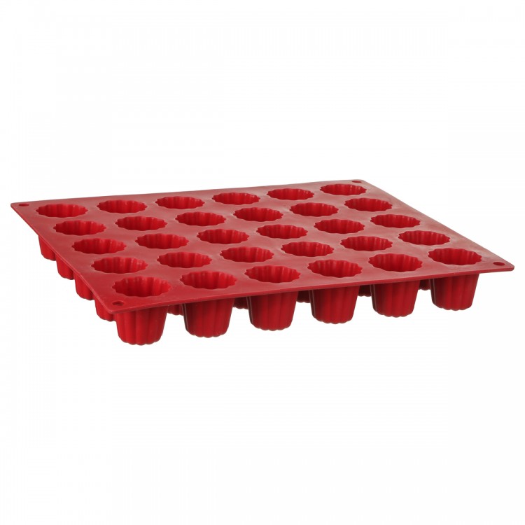 Moule à cannelés en silicone rouge, pour 30 cannelés