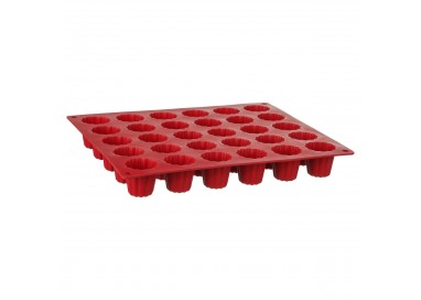 Moule à cannelés en silicone rouge, pour 30 cannelés
