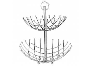 Coupe de fruits en métal chromé à 2 étages
