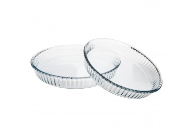 Lot de 2 plats ronds en verre