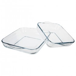 Lot de 2 plats carrés en verre