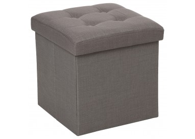 Pouf pliable gris "Lysandre" en tissu chiné - My Kozy Shop