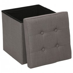 Pouf pliable gris "Lysandre" en tissu chiné - My Kozy Shop