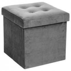 Pouf pliable "Lysandre" en velours gris - My Kozy Shop