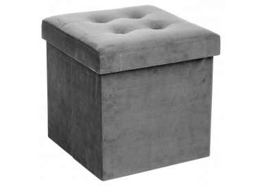 Pouf pliable "Lysandre" en velours gris - My Kozy Shop