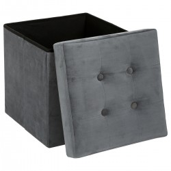 Pouf pliable "Lysandre" en velours gris - My Kozy Shop