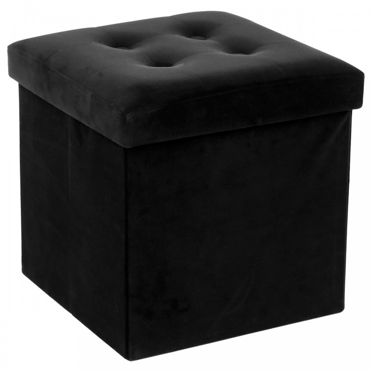 Pouf pliable "Lysandre" en velours noir - My Kozy Shop