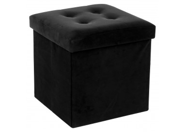 Pouf pliable "Lysandre" en velours noir - My Kozy Shop