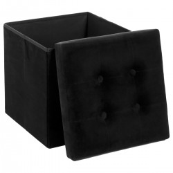 Pouf pliable "Lysandre" en velours noir - My Kozy Shop