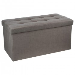 Pouf pliable double "Lysandre" capitonné gris - My Kozy Shop