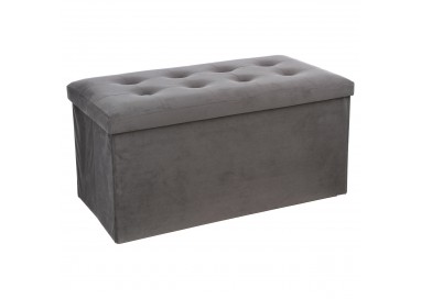 Pouf pliable double "Lysandre" capitonné velours gris - My Kozy Shop