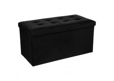 Pouf pliable double "Lysandre" capitonné, en velours noir - My Kozy Shop