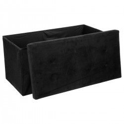 Pouf pliable double "Lysandre" capitonné, en velours noir - My Kozy Shop