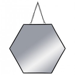 Miroir hexagonal métal et sa chaîne x3 - 2 coloris