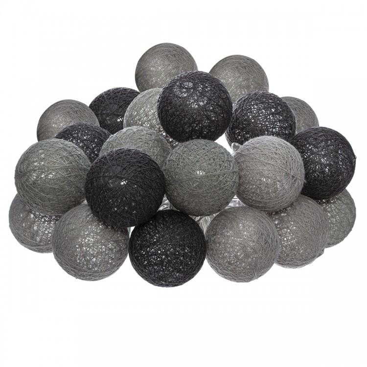 Guirlande led à secteur et ses 20 boules camaïeux gris et violet