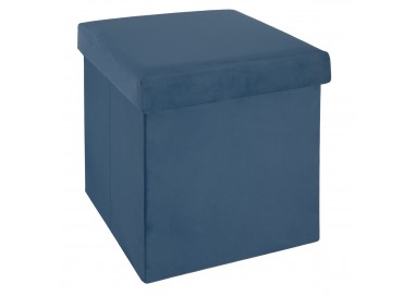 Pouf pliable "Tess" en velours bleu foncé - My Kozy Shop