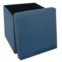 Pouf pliable "Tess" en velours bleu foncé - My Kozy Shop