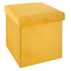 Pouf pliable "Tess" en velours ocre - My Kozy Shop