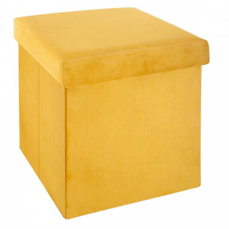 Pouf pliable "Tess" en velours ocre - My Kozy Shop