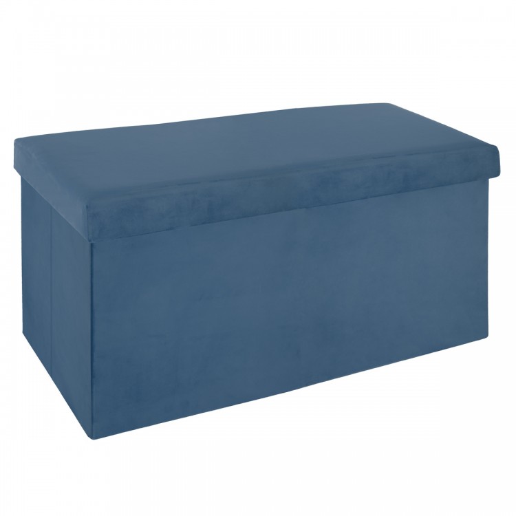 Pouf double pliable en velours bleu foncé