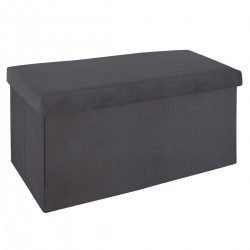 Pouf double pliable en velours gris foncé - My Kozy Shop