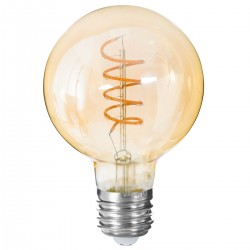 Ampoule led Globe ambrée filament torsadé