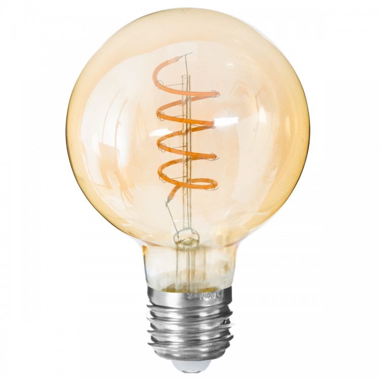 Ampoule led Globe ambrée filament torsadé