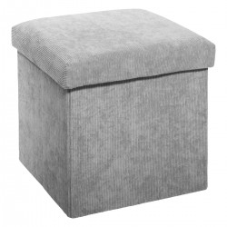 Pouf pliable en velours côtelé gris