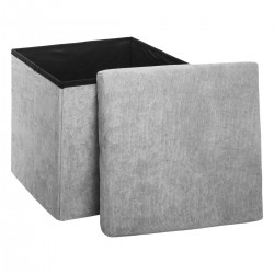 Pouf pliable en velours côtelé gris