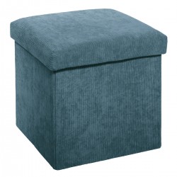 Pouf pliable en velours côtelé bleu - My Kozy Shop