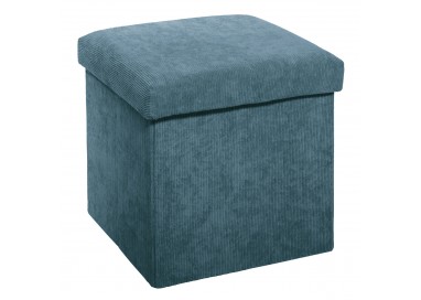 Pouf pliable en velours côtelé bleu - My Kozy Shop