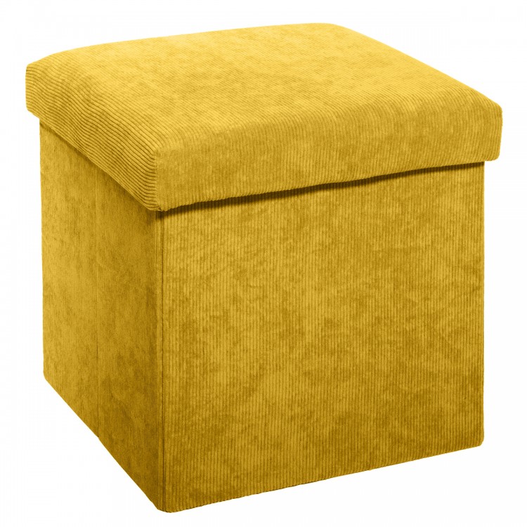 Pouf pliable en velours côtelé ocre - My Kozy Shop