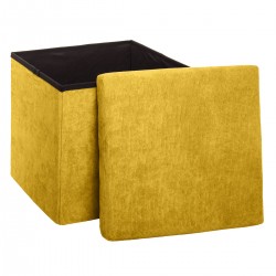 Pouf pliable en velours côtelé ocre - My Kozy Shop