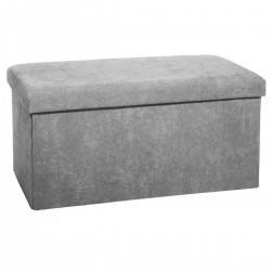 Pouf pliable double en velours côtelé gris