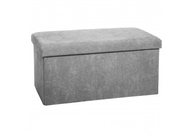 Pouf pliable double en velours côtelé gris