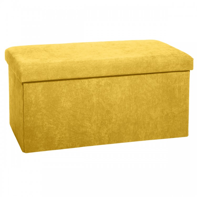 Pouf pliable double en velours côtelé ocre